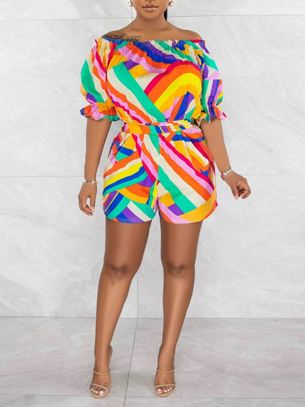 Printed Tied Flounce Sleeve Romper