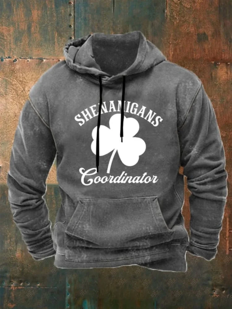 St Patrick's Day Print Casual Drawstring Hoodie