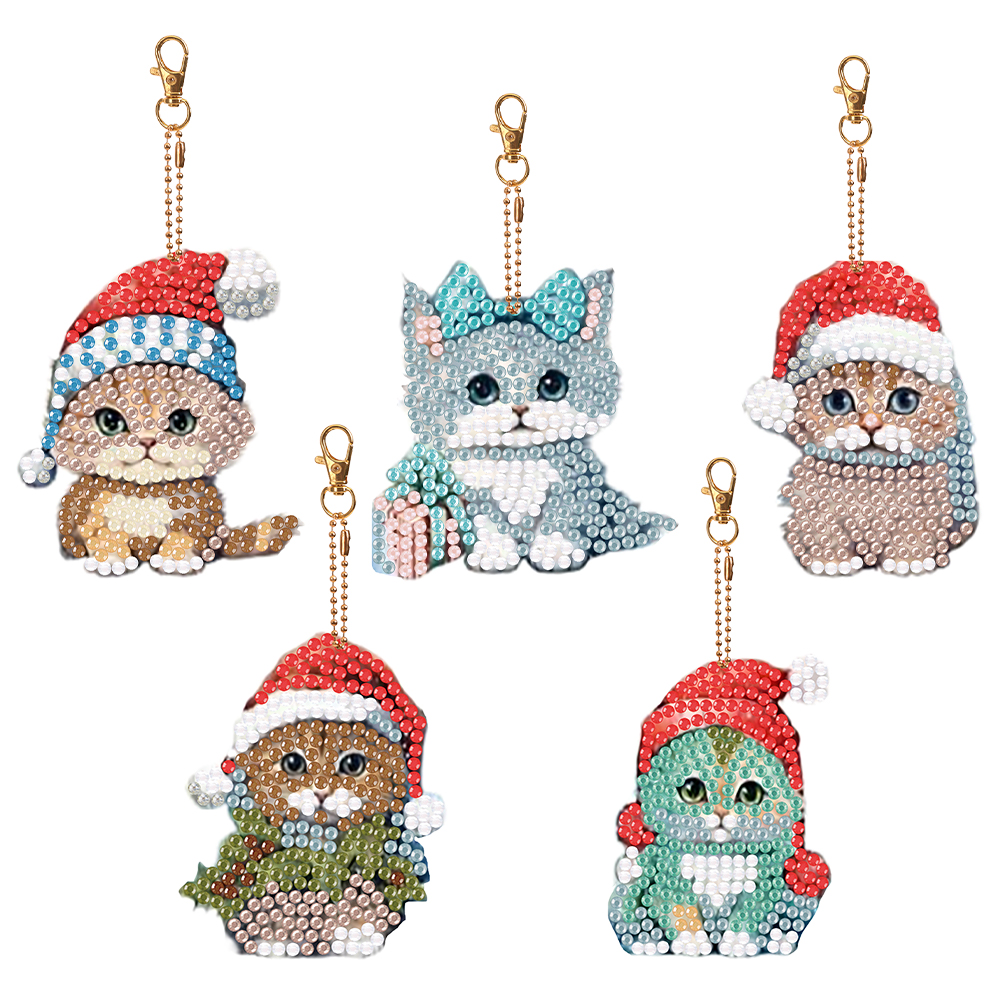 DIY 5pcs Diamond Painting Double-sided Cartoon Stitch Keychains