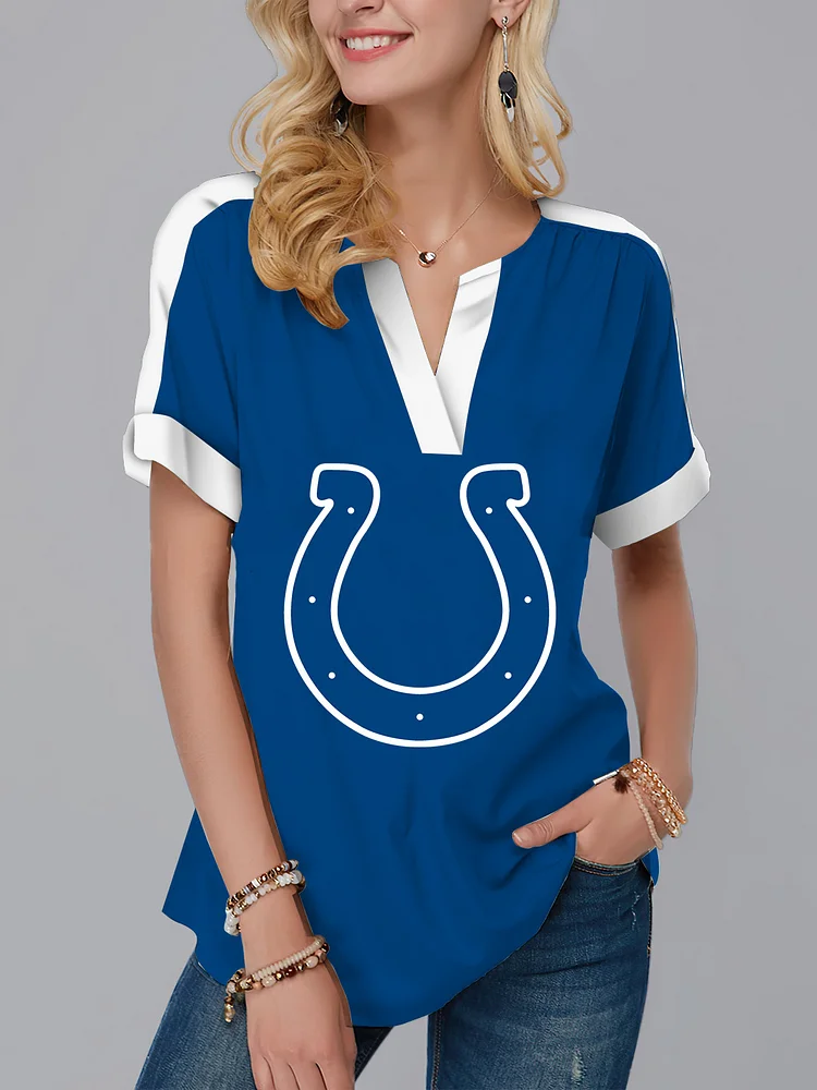 Indianapolis Colts Fashion Short Sleeve V-Neck Shirt