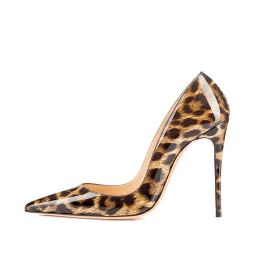 Leopard Print Women Pumps Shoes Women High Heels Pointed Toe Wedding Shoes 12cm Chaussure Femme