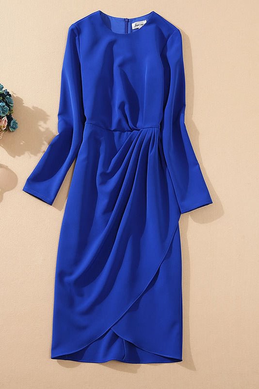 Queen Letizia of Spain Royal Blue Knee Length Dress - BlackFridayBuys