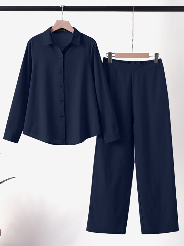 Solid Long Sleeve Straight Leg Two Pieces Suit - Life is Beautiful for You - SheChoic