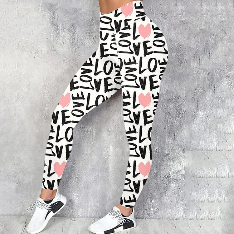 VChics Women's Love Print Casual Leggings