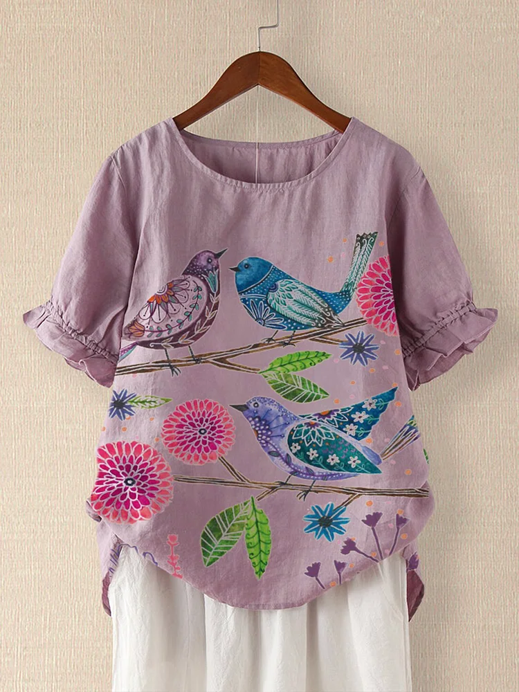 Bestdealfriday Violet Cotton Blend Vintage Shirts Tops 9106479