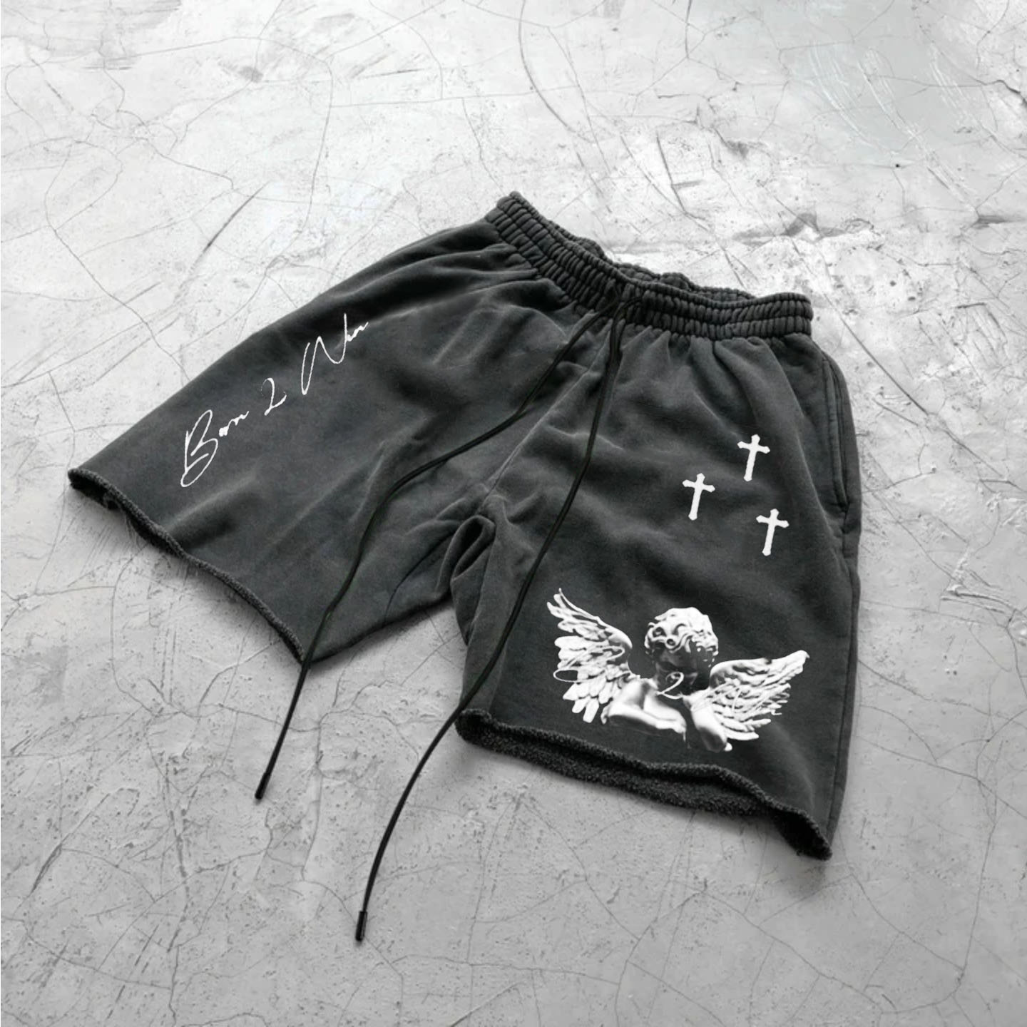 Men's Angel Print Shorts / TECHWEAR CLUB / Techwear