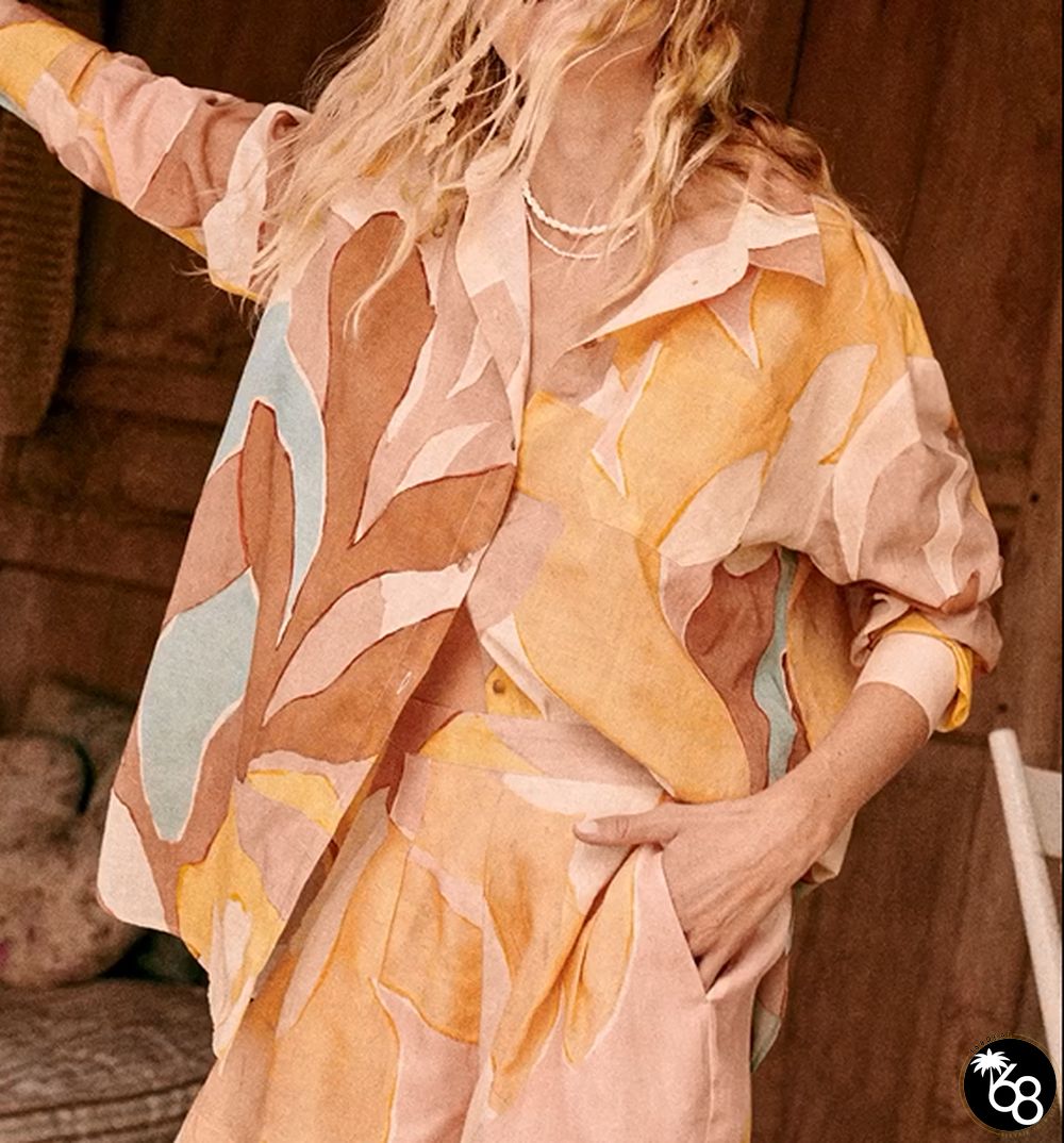 Vintage Leaf Graffiti Prints Two-pieces Set | 168DEAL