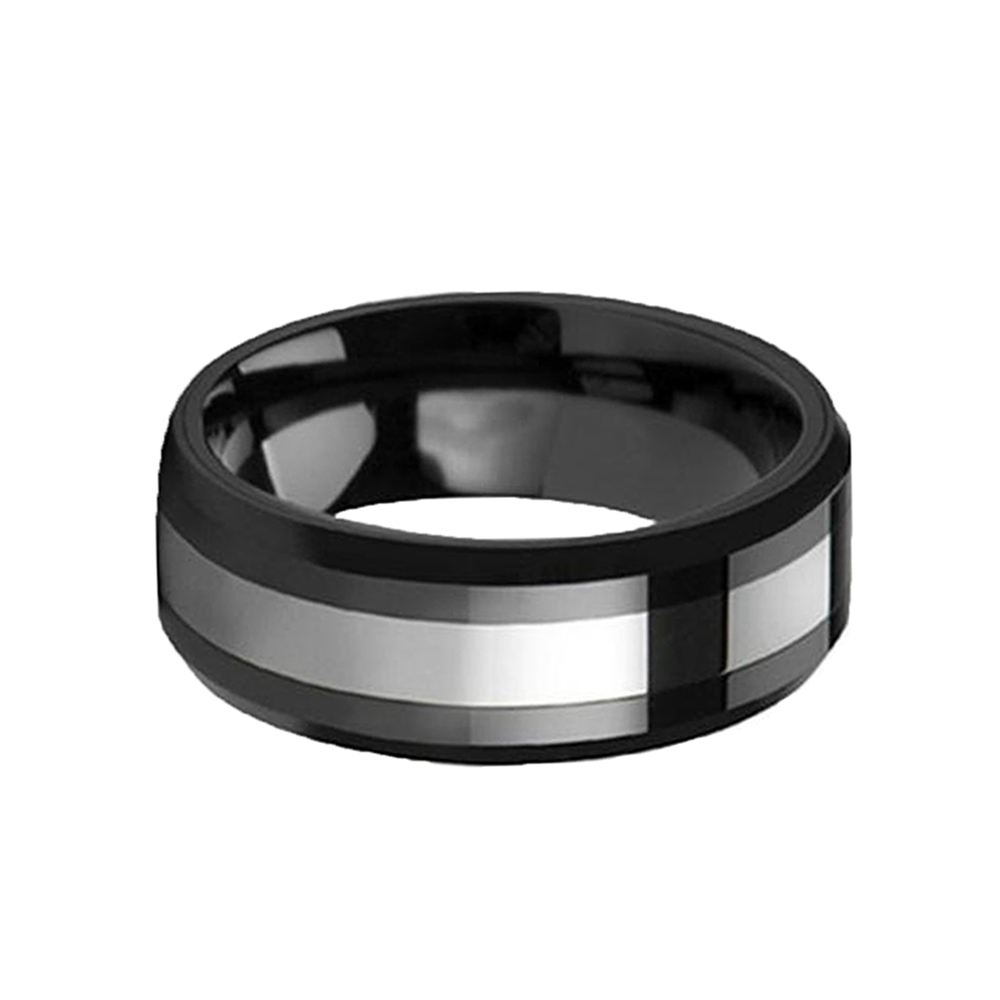 Mens Wedding Rings King Will Mens 8mm Black Tungsten Carbide Ring - Main Image