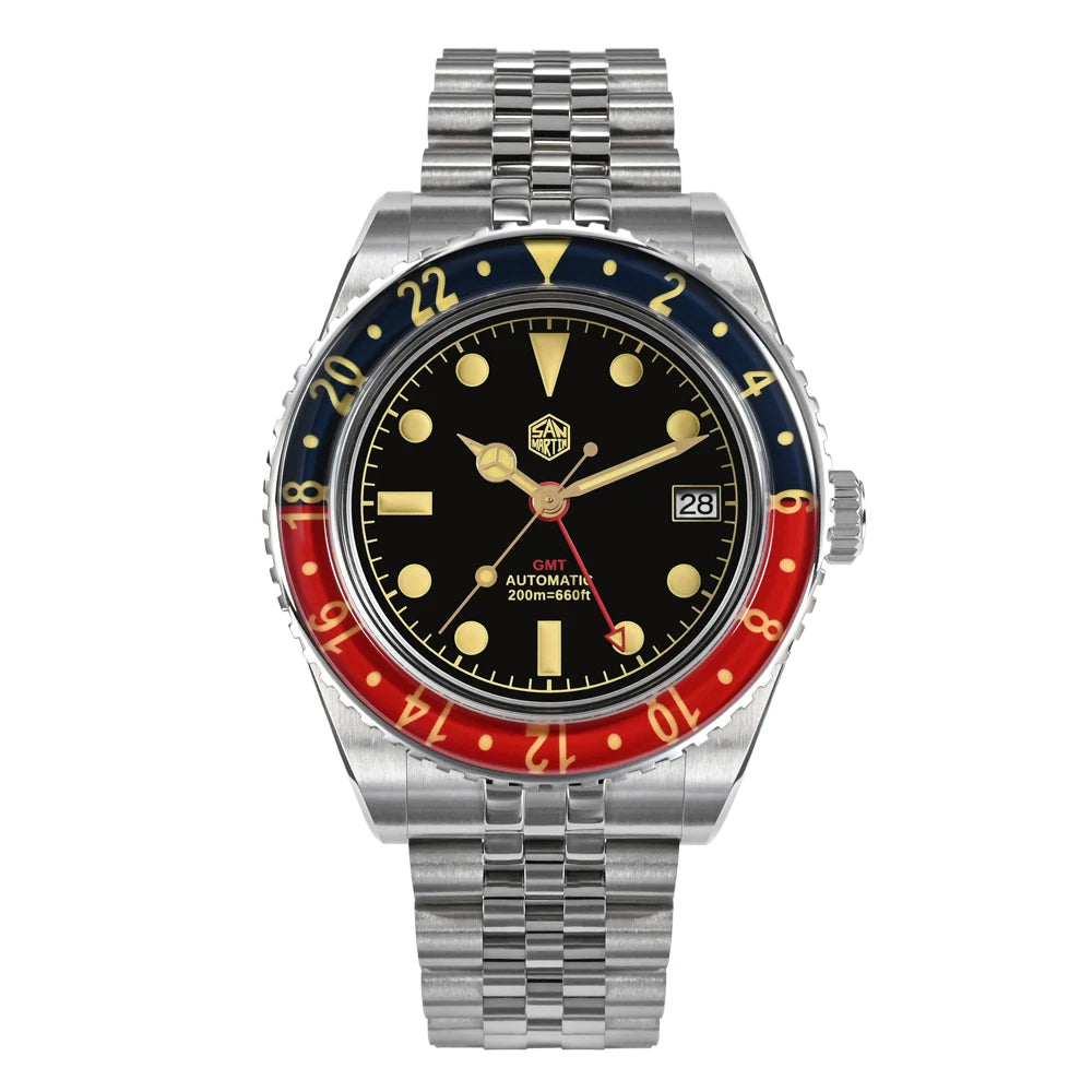 ベビーグッズも大集合 San Martin SN005-B1 Watch GMT NH34 Vintage 3針＋カレンダー