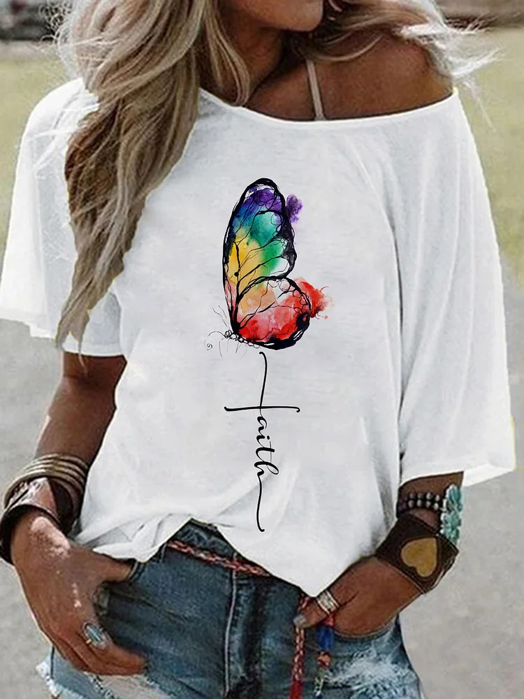 Bestdealfriday White Casual Round Neck Cotton Blend Shirts Tops 8719164