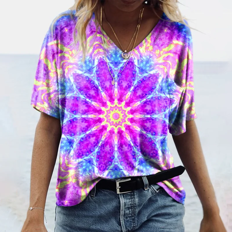 Women's tie-dye floral graphic tees  