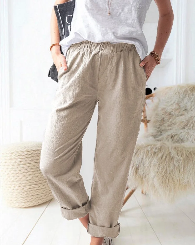 Casual Women Solid Fashion Cropped Pants socialshop