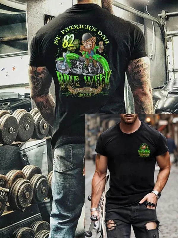 Men's 2023 Bike Week Daytona Beach St. Patricks Day Print T-Shirt