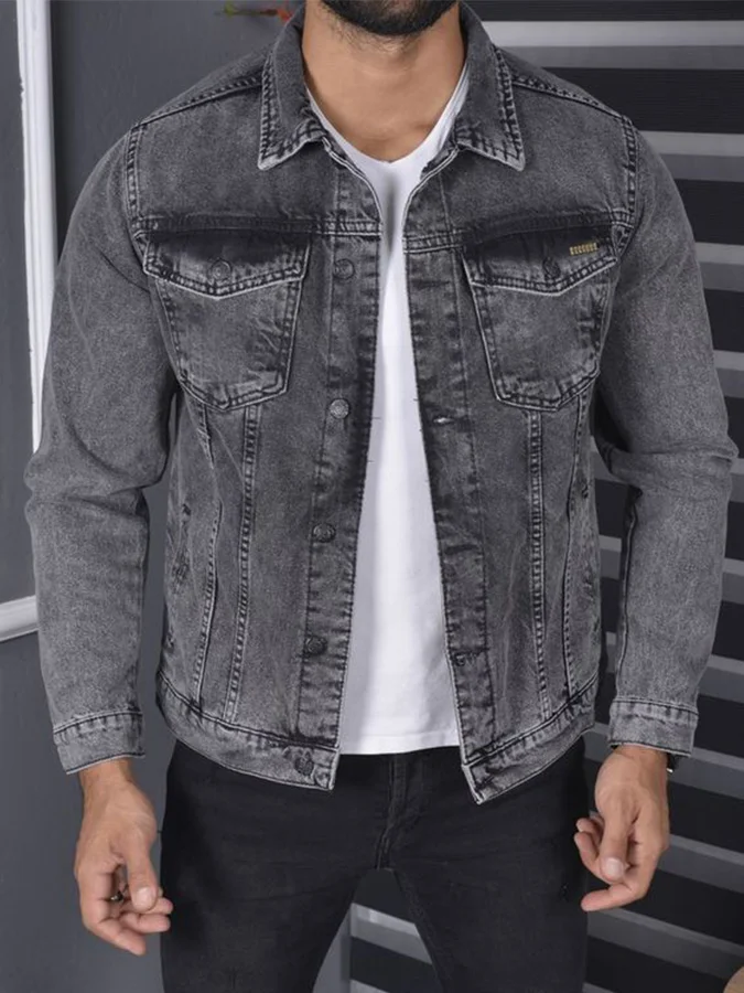 Men's Fashion Gray Denim Jacket