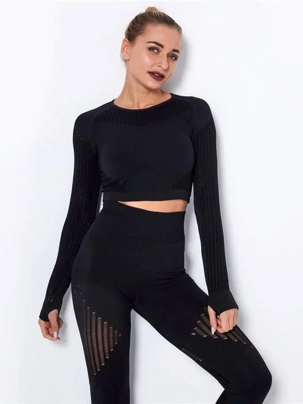 Breathable Long Sleeve Sports Crop Top