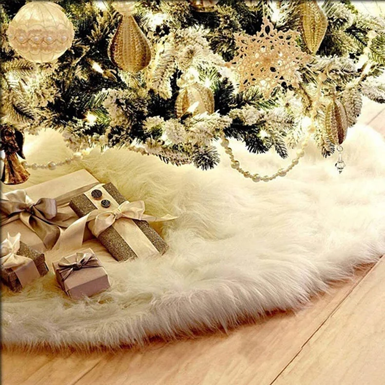 48 Inch Faux Fur Christmas Tree White Skirt