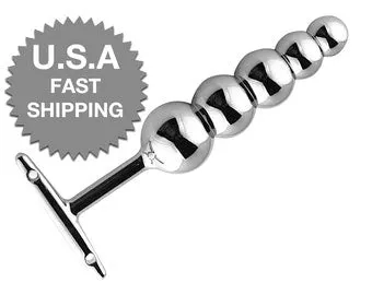 pornhint Pornhint Metal 5 Ball Beaded Butt Wand with T-Handle, Butt Plug / Anal Plug, Prostate Massager Dildo
