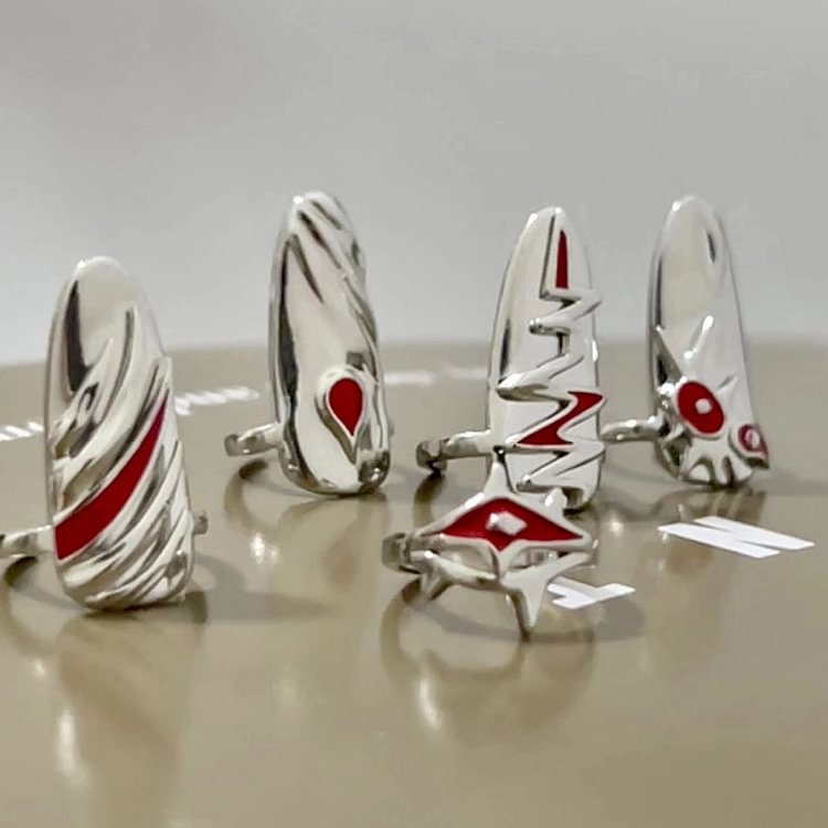 5 Pcs Flame Pattern Nail Rings