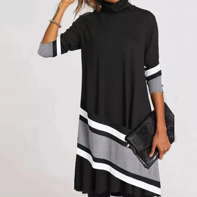 Casual Color Matching Loose Dress