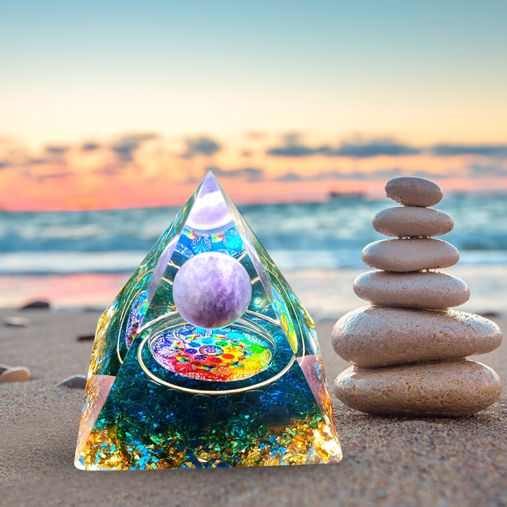 Natural Crystal Power Tower Orgonite Pyramid