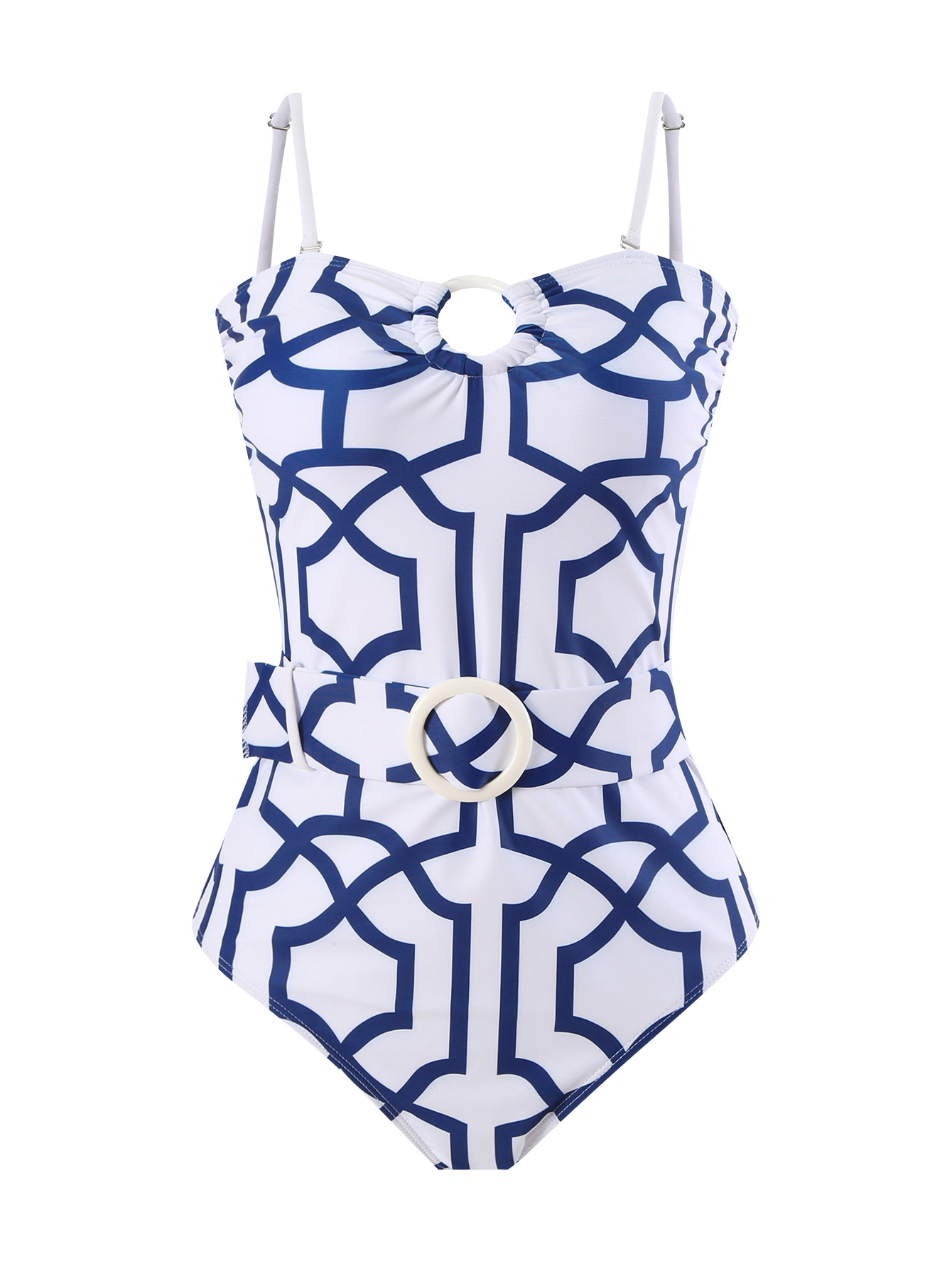 Abstract Line Print Swimsuit