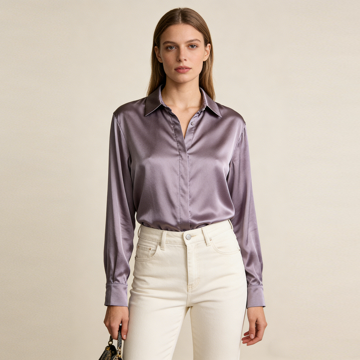 Women's Washable Stretch Silk Square Neck Blouse REAL SILK LIFE