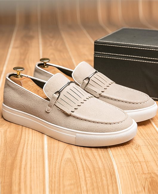 Casual Plain Frosted Leather Metal Decor Flats Shoes