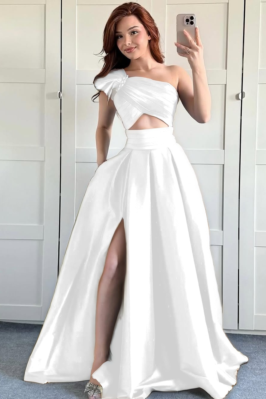 Lussooy Asymmetric A-Line Sleeveless Beads Prom Dress