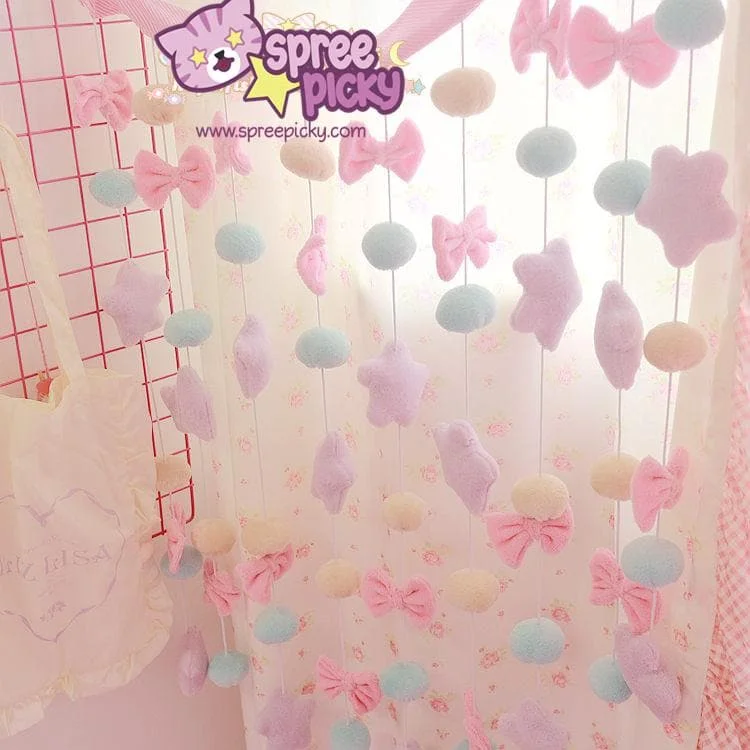 Kawaii Star Bow Decorative Curtain SP13460