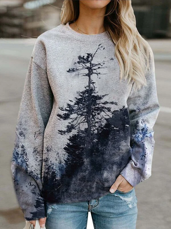 Striped Crew Neck Long Sleeve Sweatshirt Zaesvini
