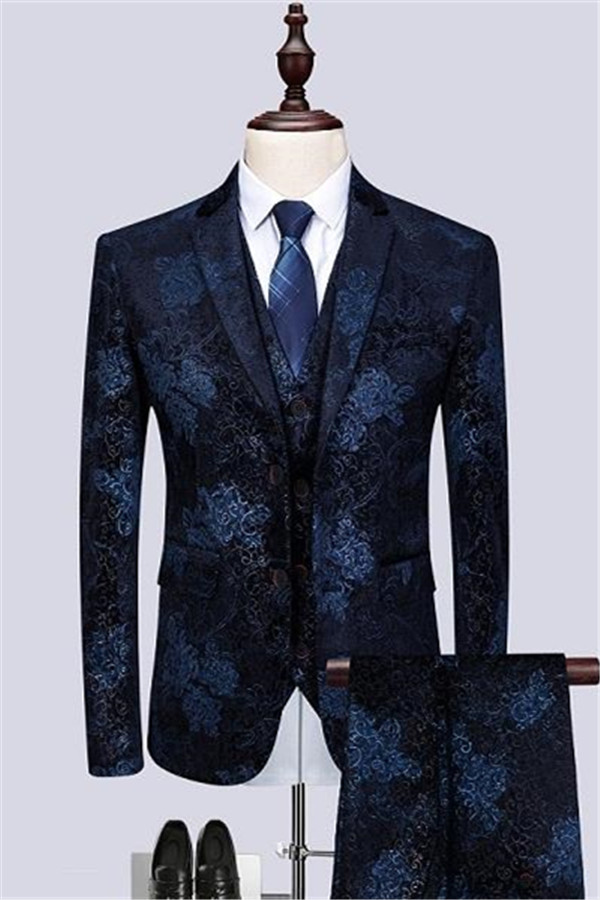 Dresseswow  Men's Wears Navy Blue Prom Suit For Groom Classy Morning Suit