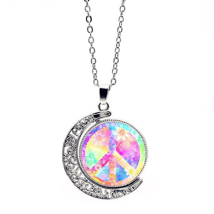 Comstylish Colorful Peace Sign Vintage Necklace