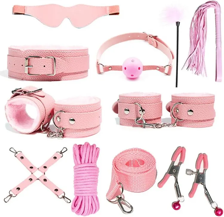 pornhint Pornhint Bondage for Sex 10 Pcs BDSM Leather Bondage Sets,Restraint Kits Straps Hand Ankl BDSM