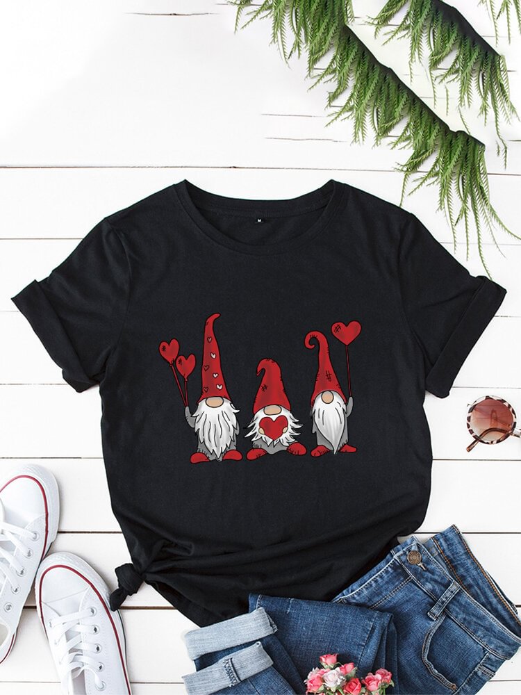 Cartoon Print Short Sleeve O neck Casual Women T shirt P1674014