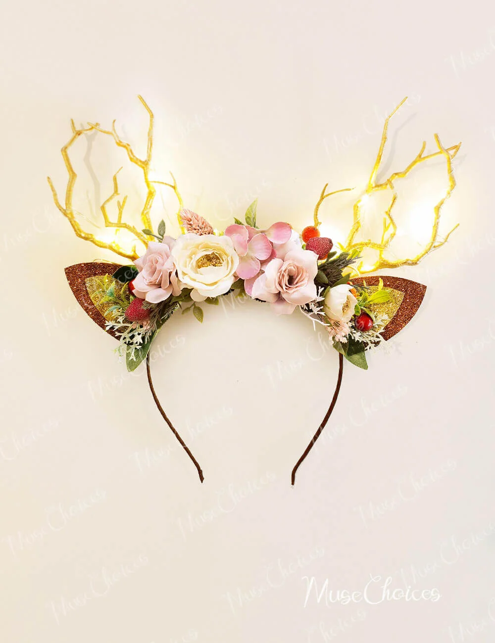 Christmas Reindeer Headband- Glamour Burgundy Spring