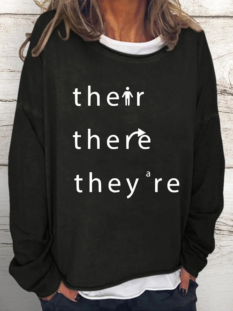 💯Crazy Sale - Long Sleeves -There Their They're English Teacher Sweatshirt-014949