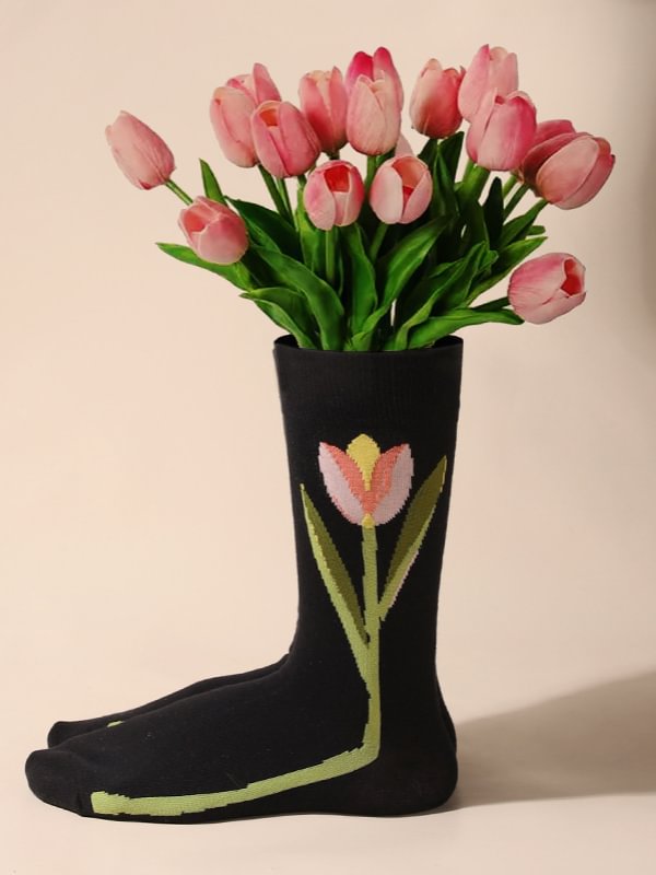 Comstylish Tulip Oil Painting Series Cotton Socks