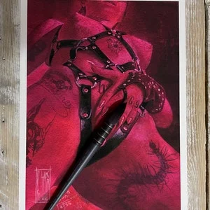 pornhint Pornhint Kinky BDSM Choke Me Erotic Art limited art print 12/12 Pink Collection neon light Shibari Art Bondage Illustration Print Fetish