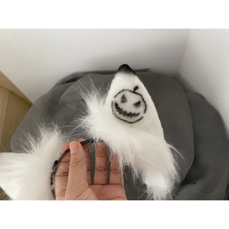 Kawaii Furry Ears Halloween Bats White Albino Cat Ears ON187