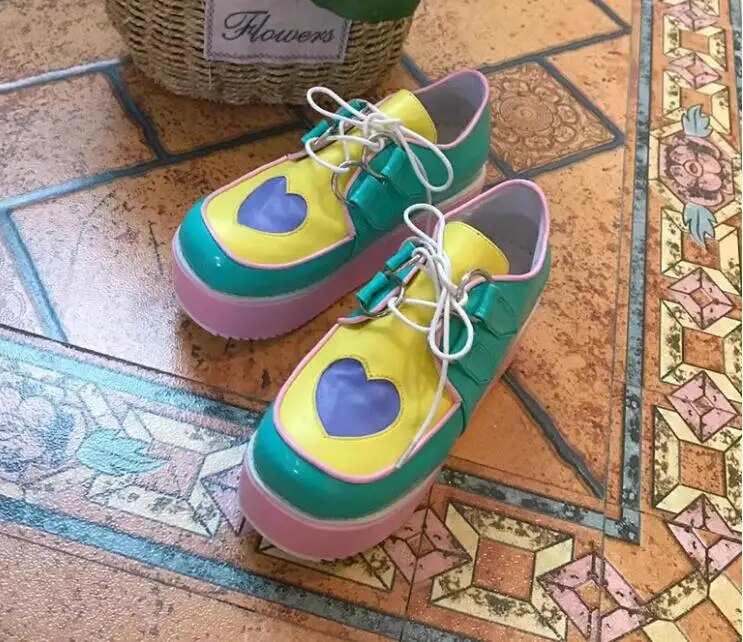 VCshoes Women Candy Shoes Woman High Thick Wedges Heels Pumps Lady Dress Party Shoes Round Toe 32-47 Love Heart Shoes