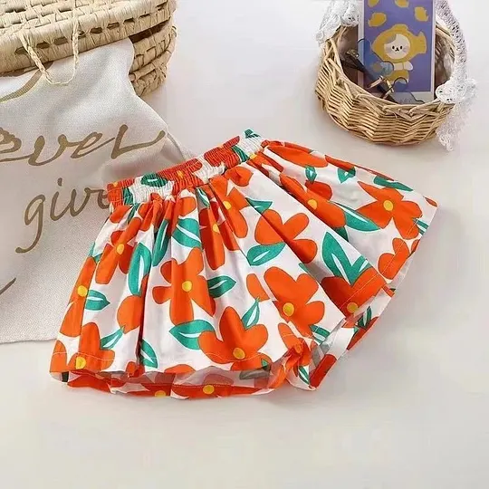 【18M-8Y】Girls' Cute Ditsy Floral Daisy Shorts