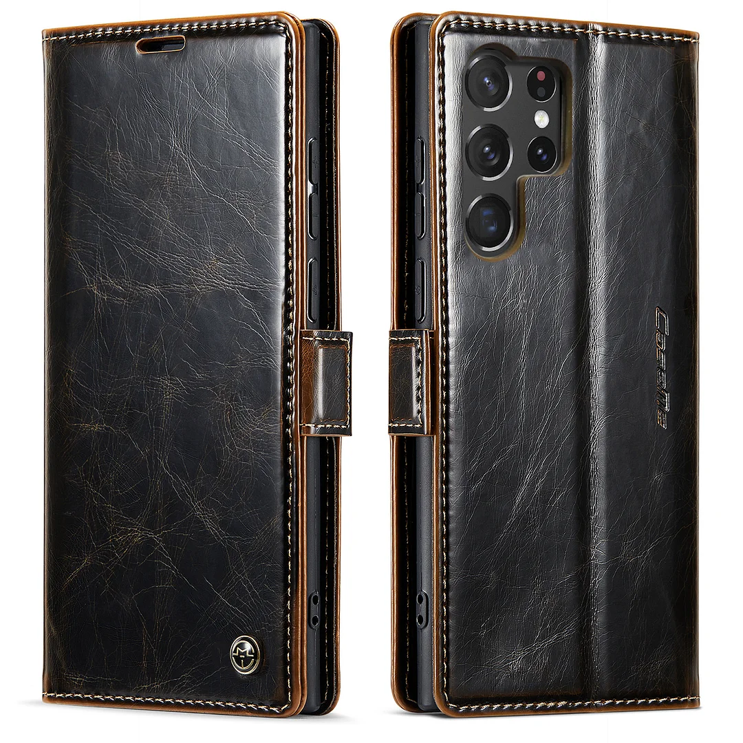 Luxury Retro Leather Wallet Phone Case With 2 Cards Slot,Cash Slot And Phone Stand For Galaxy S22/S22+/S22 Ultra/S23/S23+/S23 Ultra/S24/S24 Plus/S24 Ultra