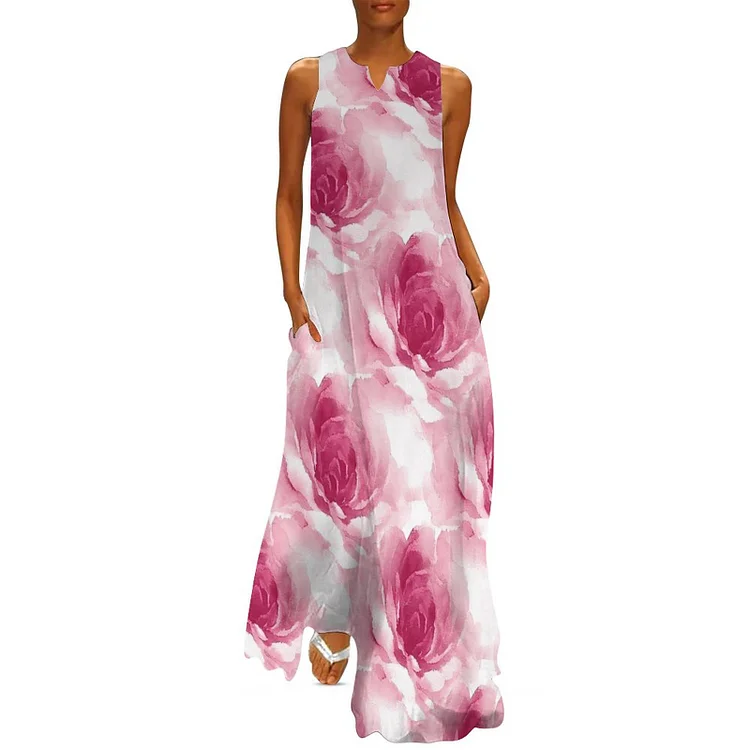 Personalized Women's Casual Summer Sleeveless Long Dress Holiday Beach Sundresses