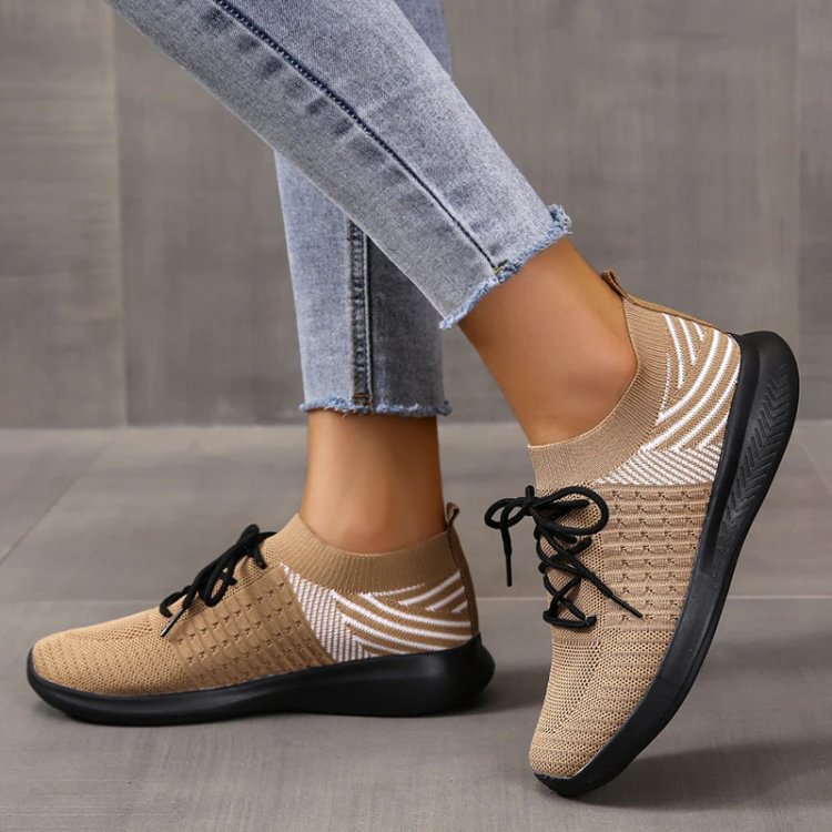 Lace-Up Slip-On Fly Knit Shoes