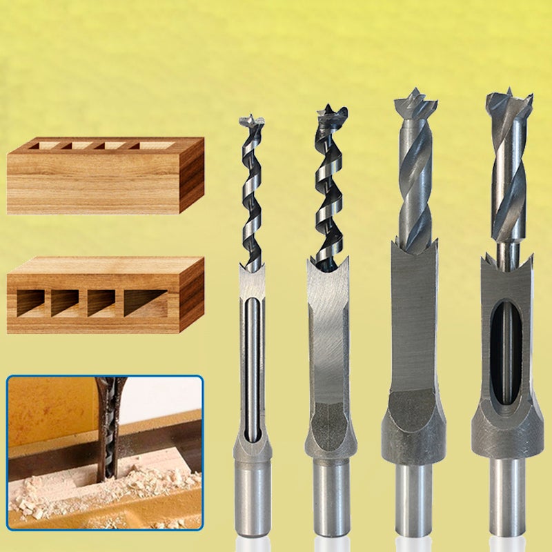 Woodworking Square Drill Bits Set, Wood Mortising Chisel Counter sink