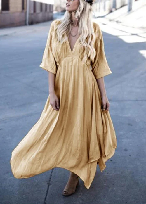 autumn casual simple sexy v neck sleeve fashion dress p116920