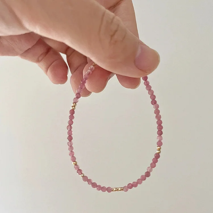 Pink Tourmaline Bracelet Beaded Bracelet Handmade Jewelry
