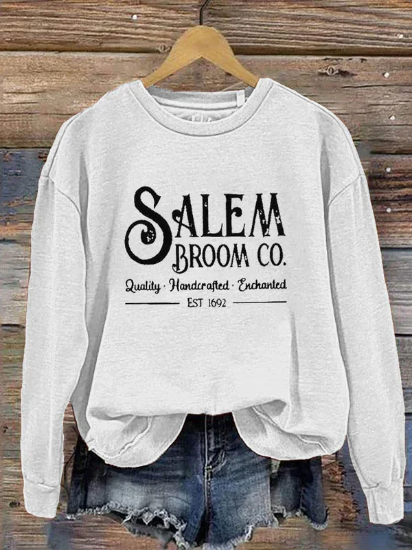 Vintage Salem Broom Co Print Crew Neck Sweatshirt