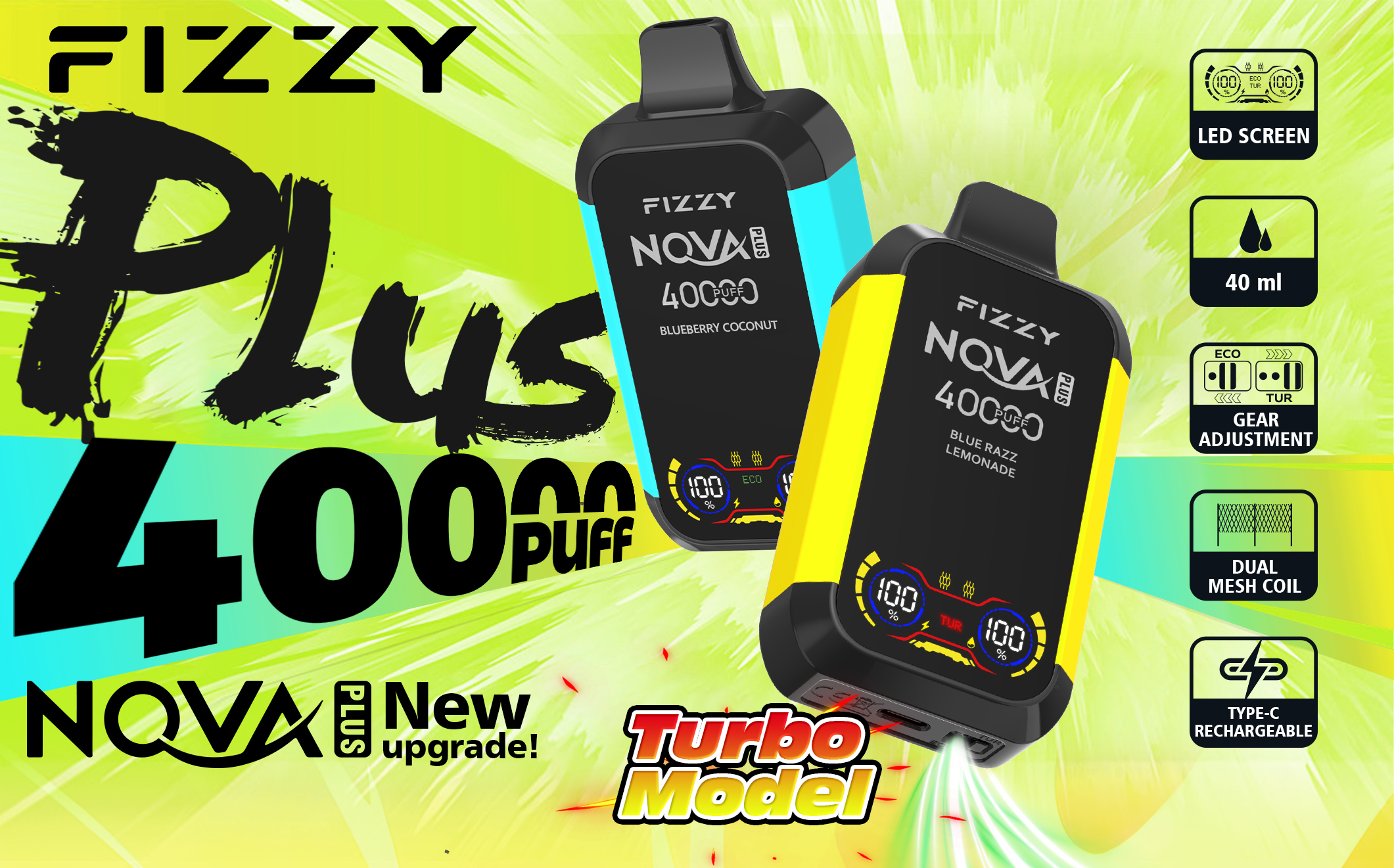 Fizzy Nova 40000: Premium Einweg-Vape mit 40.000 Zügen & Dual-Mode fumotvapeshop fumotvapeshop