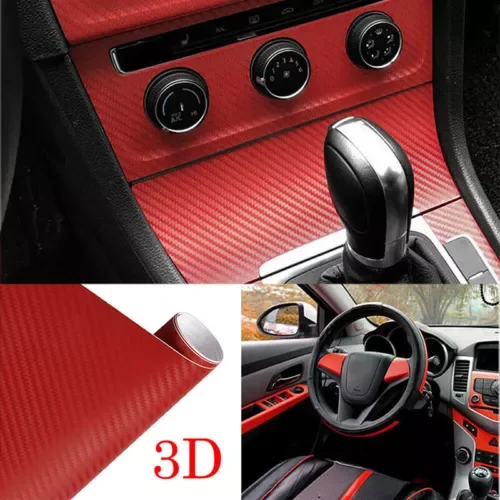 Dronehint 3D Carbon Fiber Car Tablet Interior Panel Red Sticker Vinyl Wrap Replace Parts (For: GMC) Parts